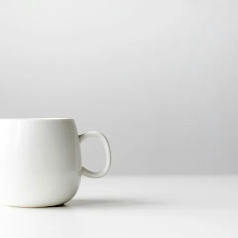 White stoneware mug in matte glaze