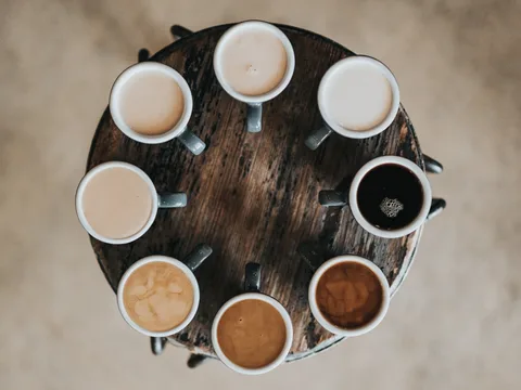 Espresso served on a wooden board