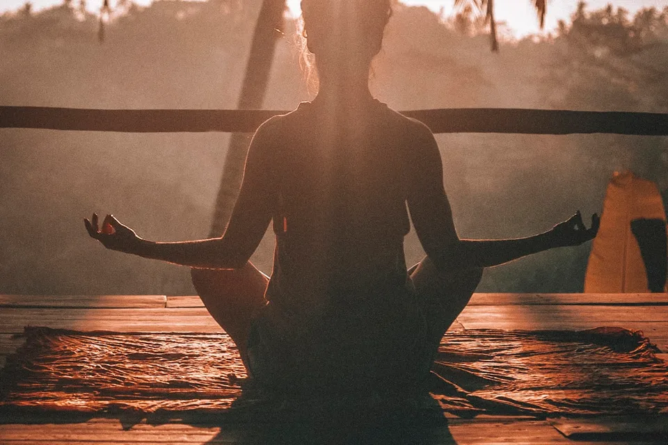Seated meditation at golden hour